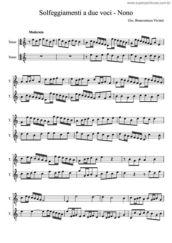 Partitura da música Solfeggiamenti a Due voci, Nono