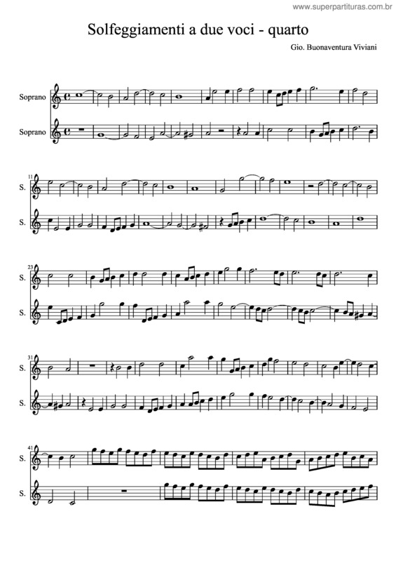 Partitura da música Solfeggiamenti a due voci, quarto