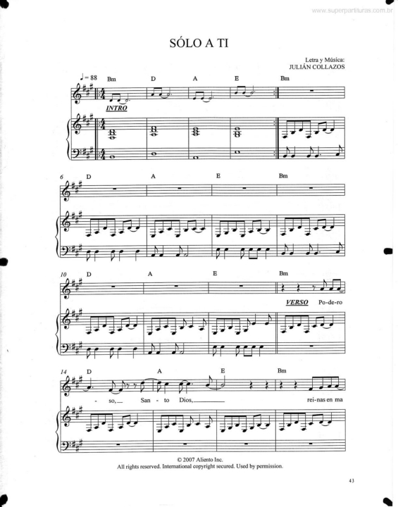 Partitura da música Solo a Ti v.3