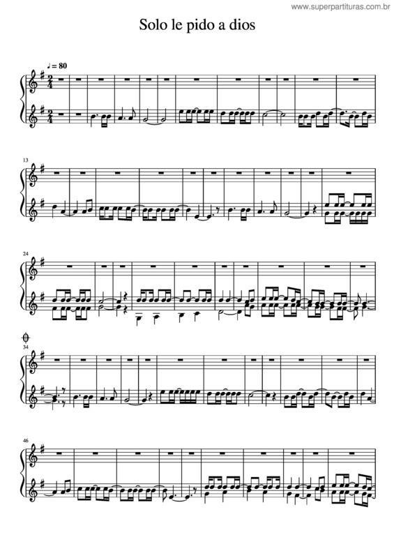 Partitura da música Solo Le Pido A Dios v.2