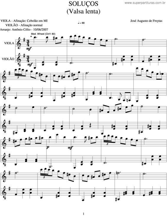 Partitura da música Soluços v.2