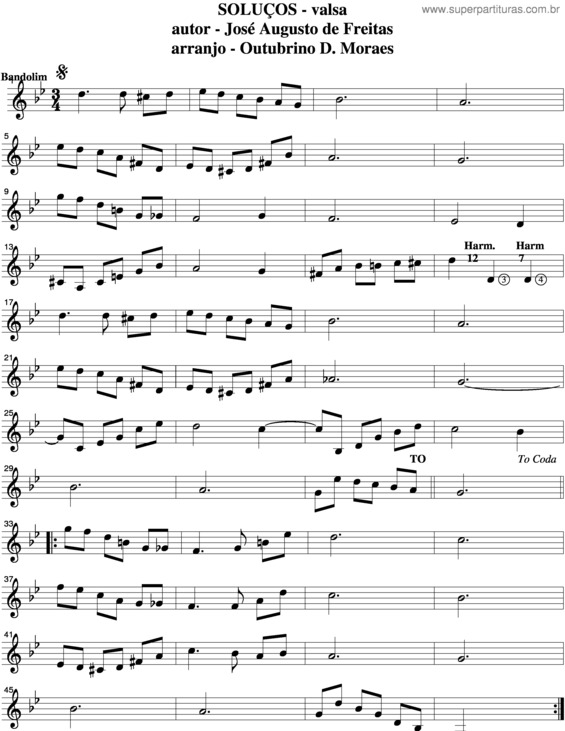 Partitura da música Soluços v.3