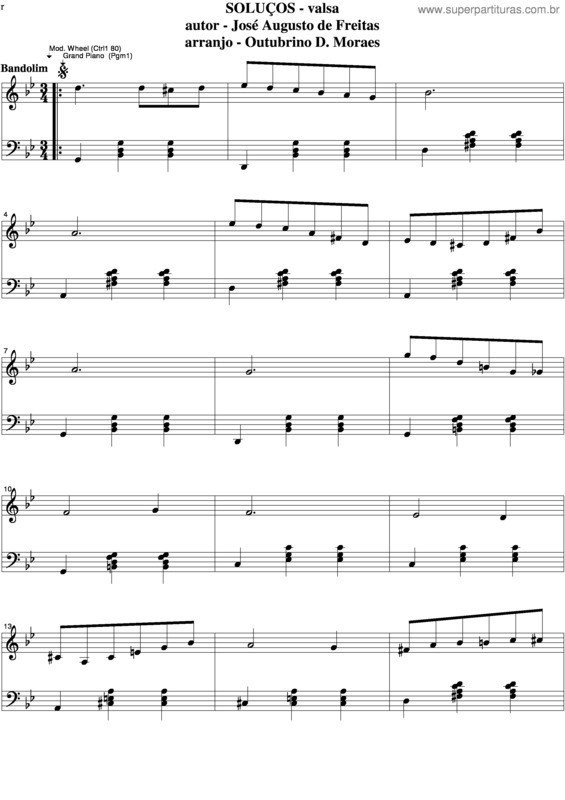 Partitura da música Soluços v.7