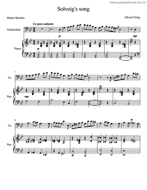 Partitura da música Solveig`S Song