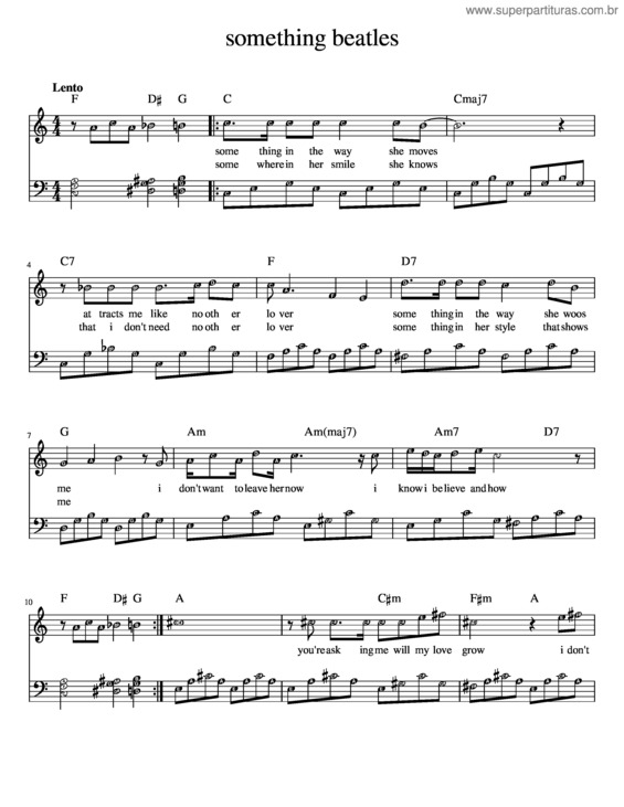 Partitura da música Something Beatles