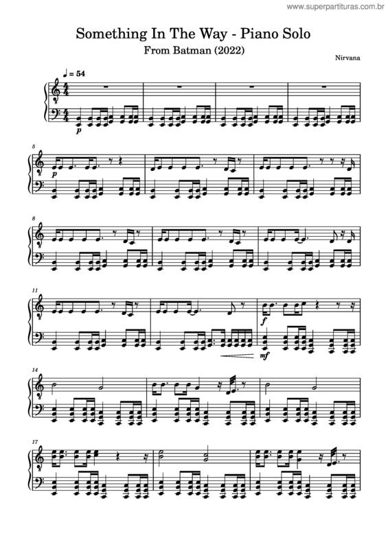 Partitura da música Something In The Way v.3