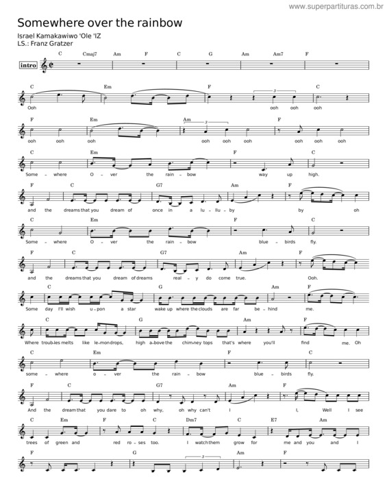 Partitura da música Somewhere Over The Rainbow v.5