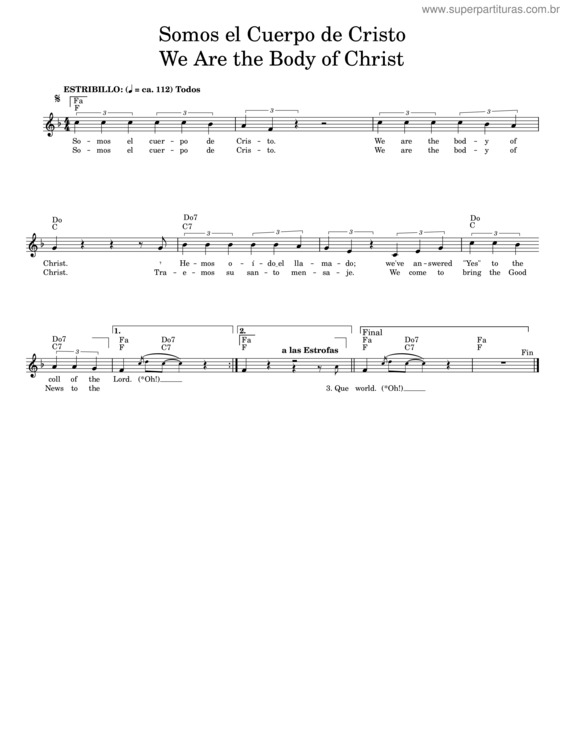 Partitura da música Somos El Cuerpo De Cristo