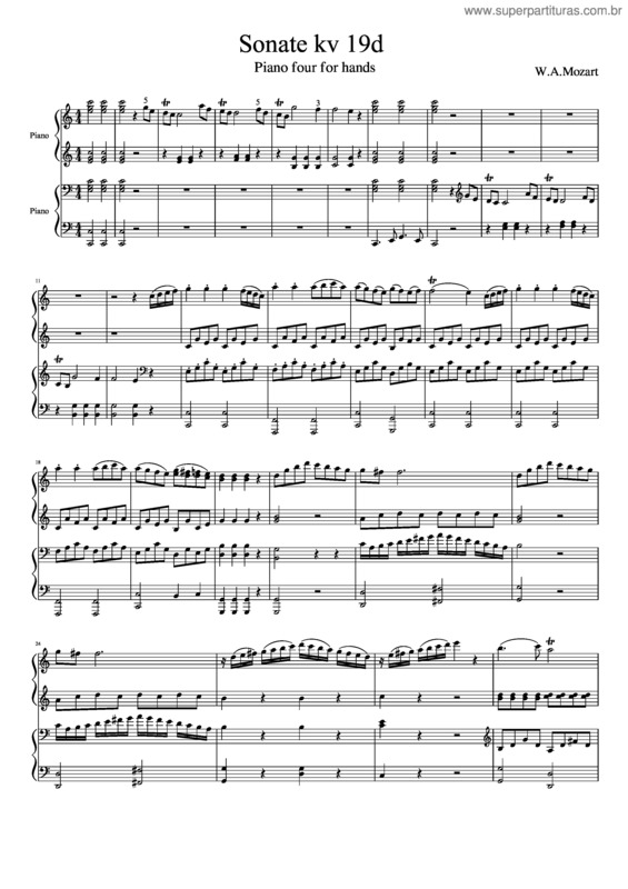 Partitura da música Sonata 4 Manos Mozart