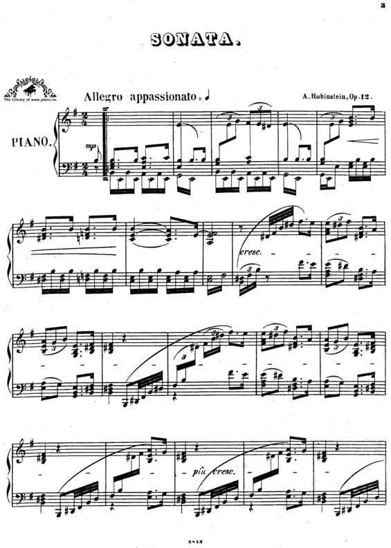 Partitura da música Sonata for Piano No. 1