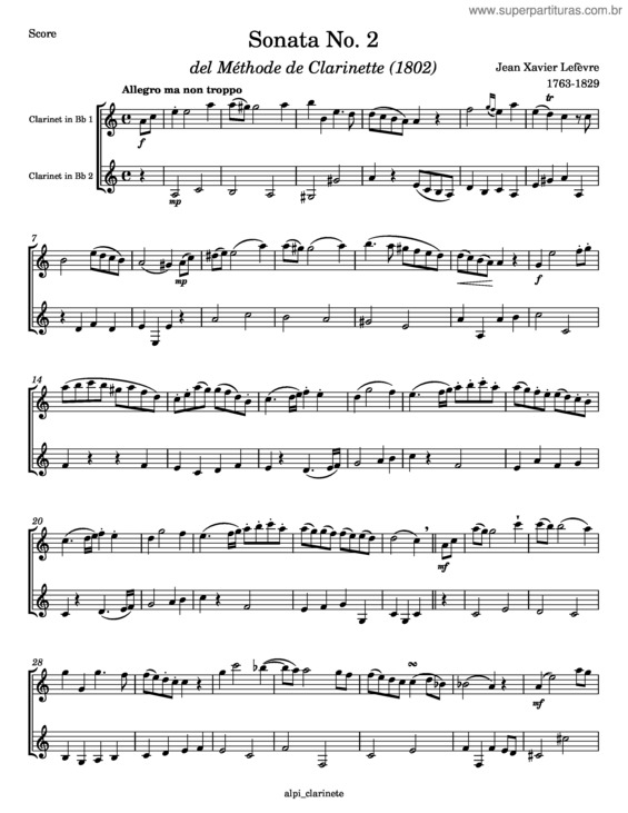 Partitura da música Sonata Para Clarinete No. 2 En Sol Menor