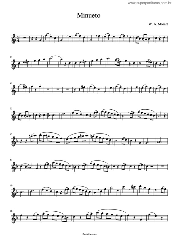 Partitura da música Sonatina- Minueto