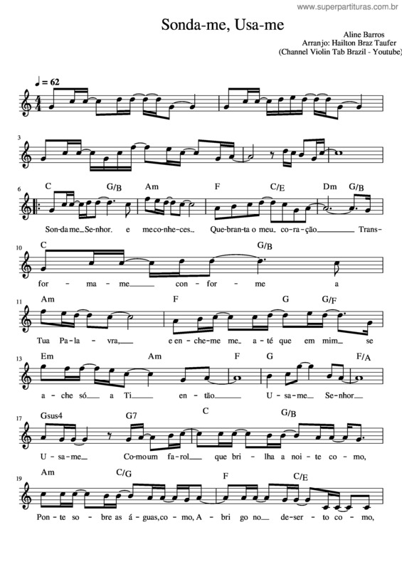 Partitura da música Sonda-Me Usa-Me