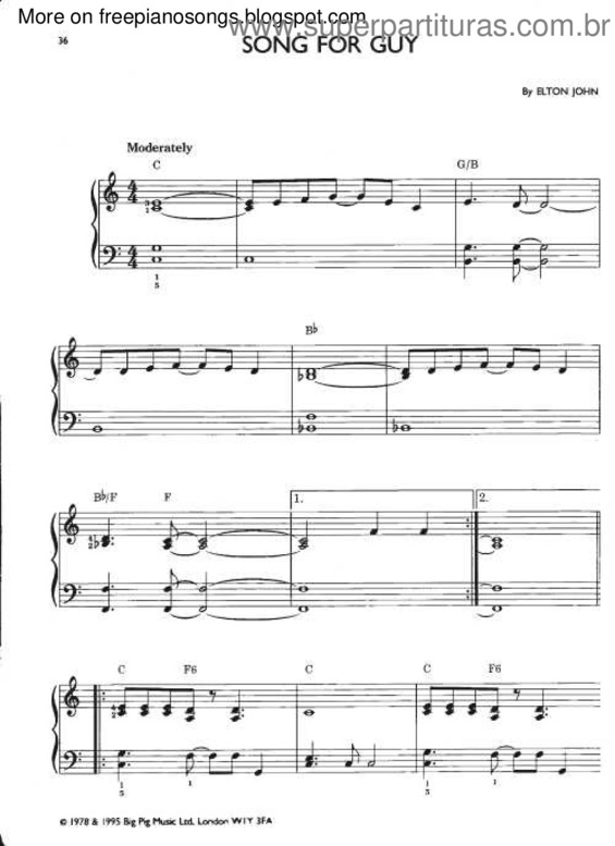 Partitura da música Song For Guy v.3