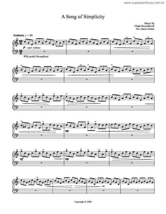 Partitura da música Song Of Simplicity