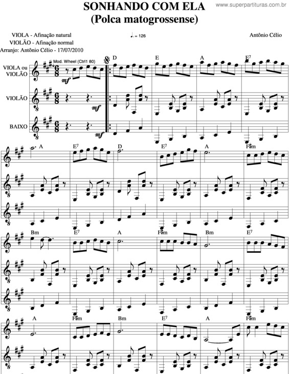 Partitura da música Sonhando Com Ela v.2