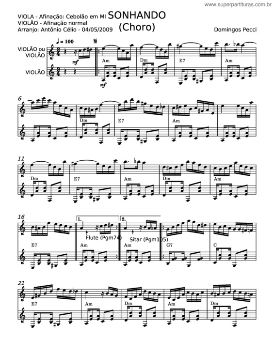 Partitura da música Sonhando v.28