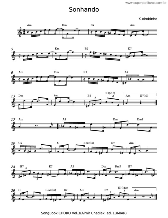 Partitura da música Sonhando v.29