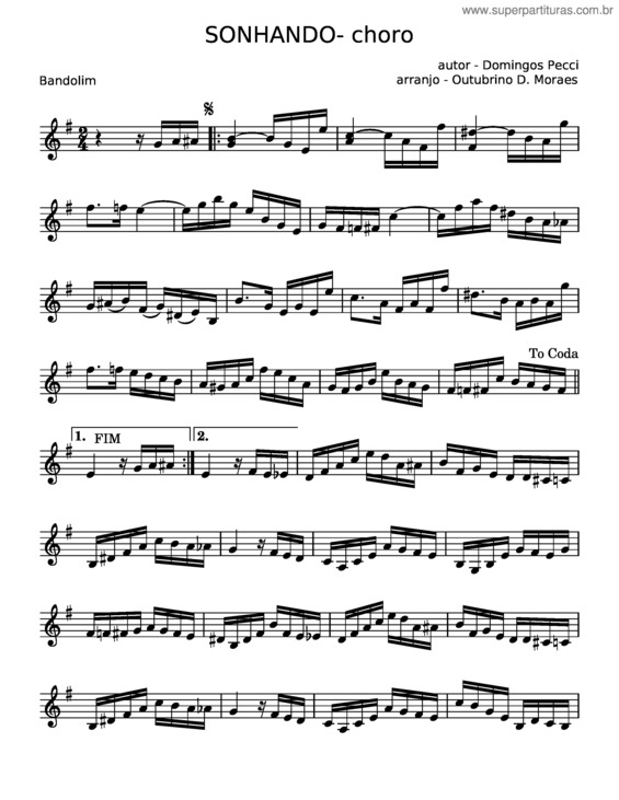 Partitura da música Sonhando v.30