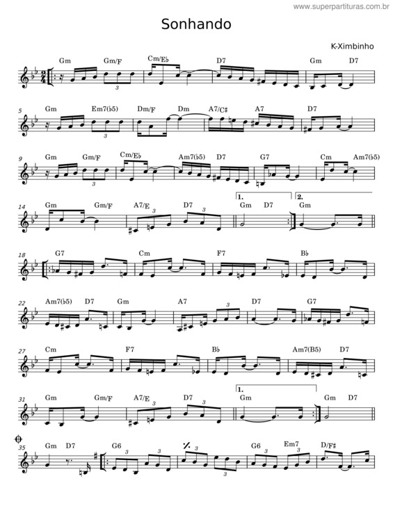 Partitura da música Sonhando v.32