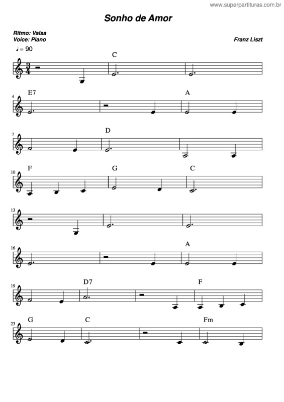 Partitura da música Sonho De Amor v.3