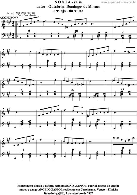 Partitura da música Sonia v.5