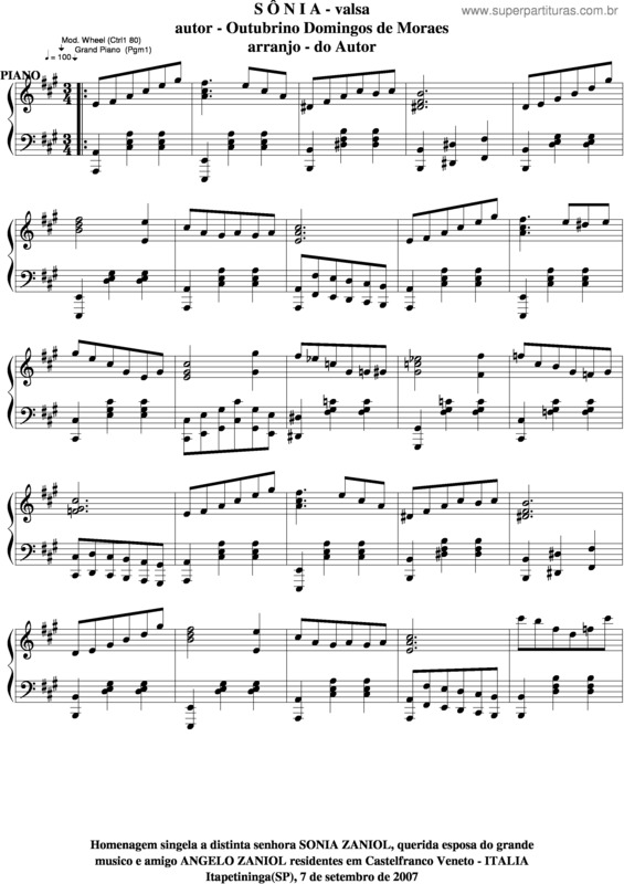 Partitura da música Sônia v.6