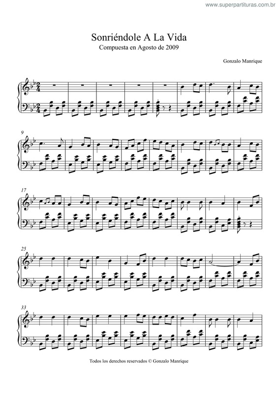 Partitura da música Sonriéndole A La Vida