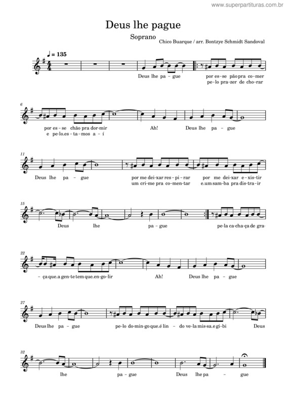 Partitura da música Soprano