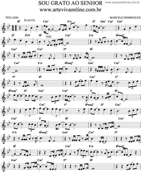 Partitura da música Sou Grato Ao Senhor