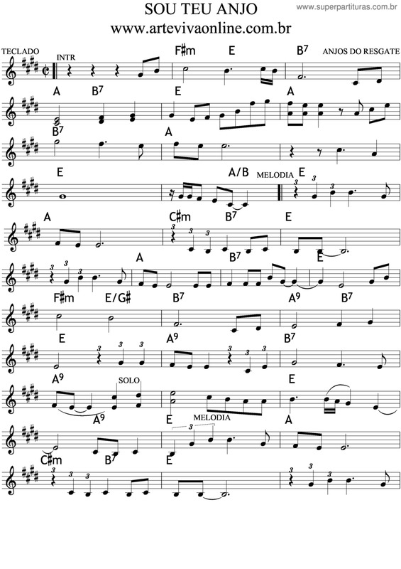 Partitura da música Sou Teu Anjo