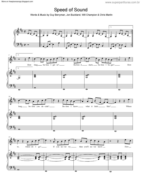 Partitura da música Speed Of Sound v.5