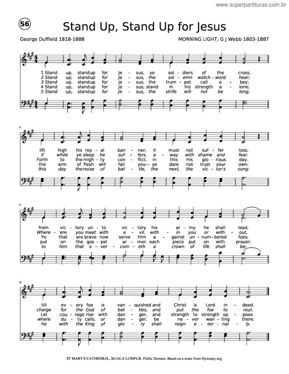 Partitura da música Stand Up, Stand Up For Jesus