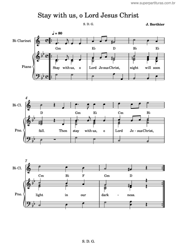 Partitura da música Stay With Us, O Lord Jesus Christ