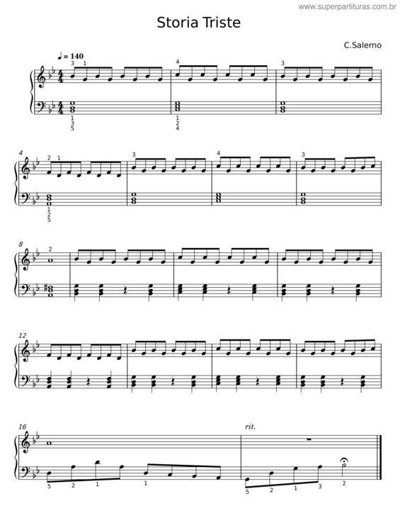 Partitura da música Storia Triste