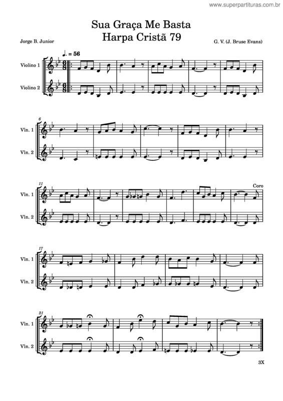 Partitura da música Sua Graça Me Basta Harpa Cristã 79