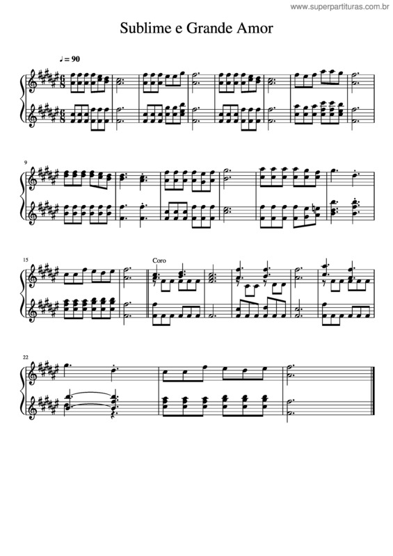 Partitura da música Sublime E Grande Amor v.2