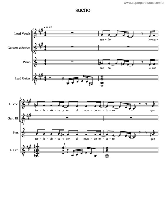 Partitura da música Sueño v.2