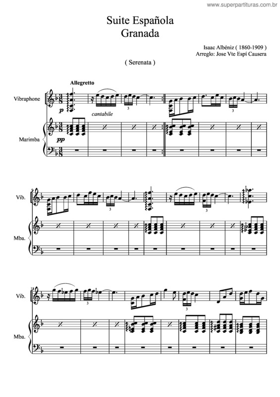 Partitura da música Suite Española