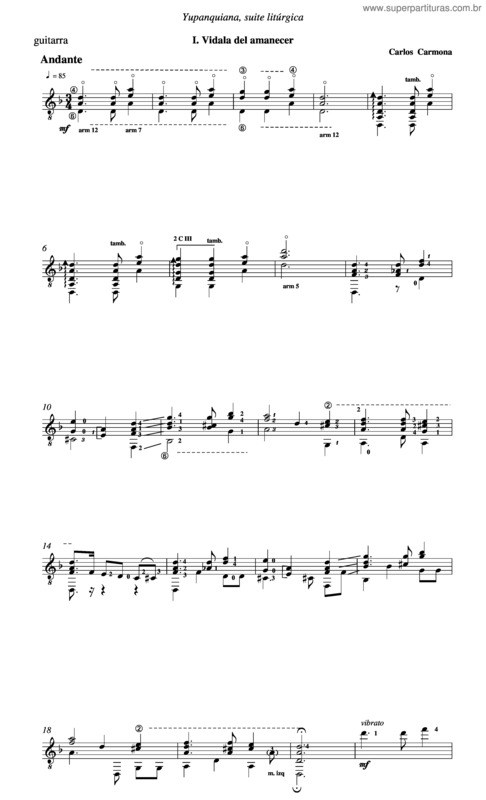 Partitura da música Suite Yupanquiana