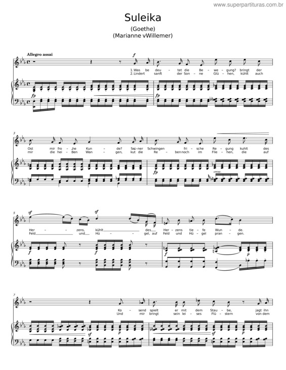 Partitura da música Suleika v.2