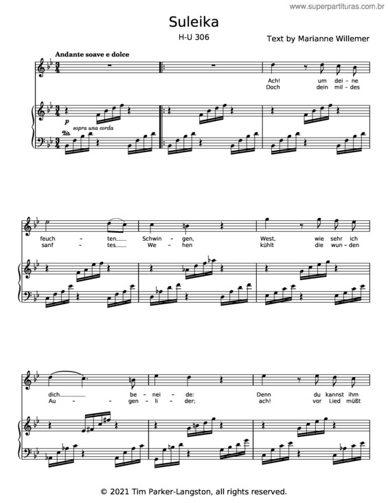 Partitura da música Suleika