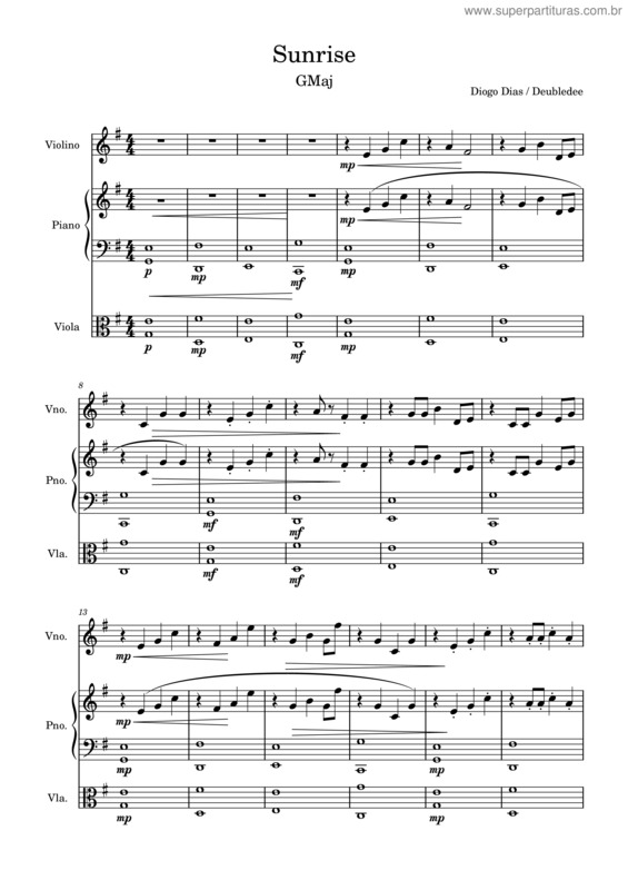 Partitura da música Sunrise v.4