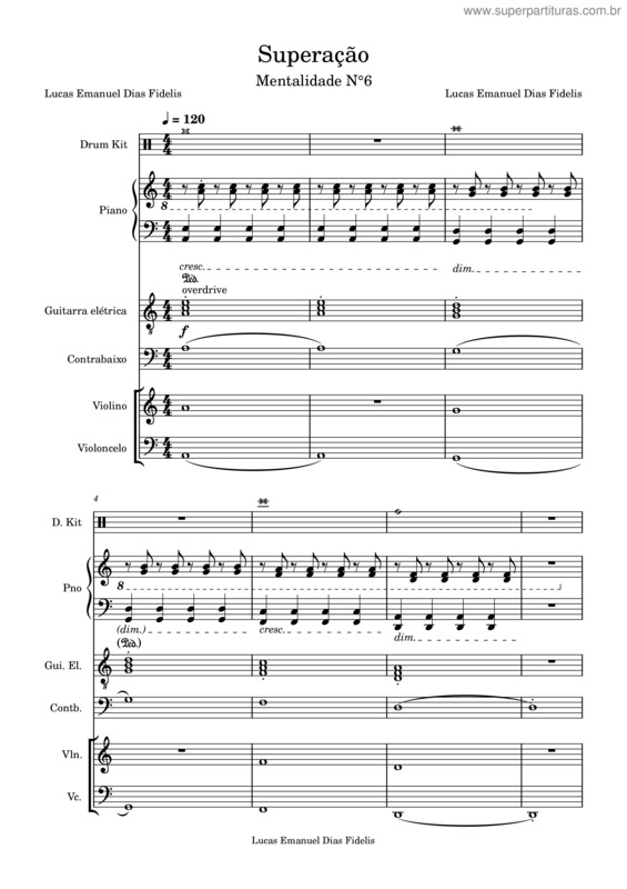 Partitura da música Superação