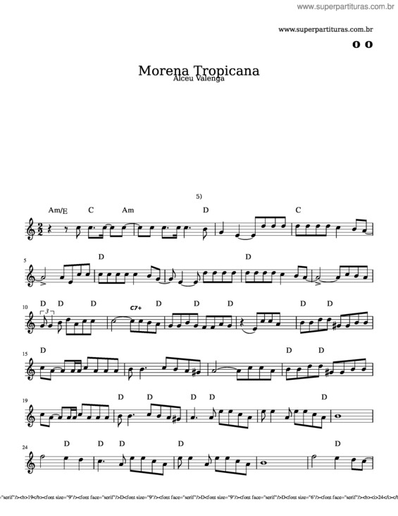 Partitura da música Superpartituras Com Br Morena Tropicana V 2