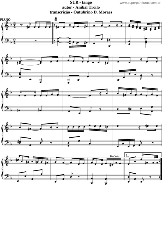 Partitura da música Sur v.2