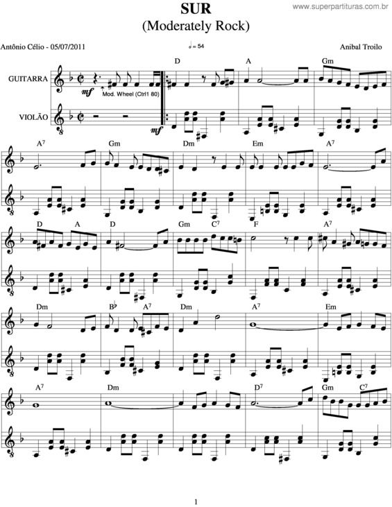 Partitura da música Sur v.3