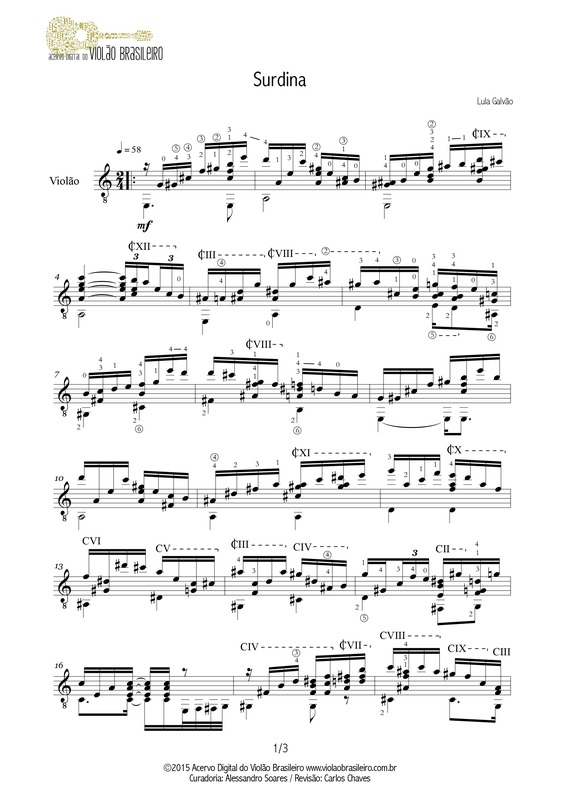 Partitura da música Surdina v.2