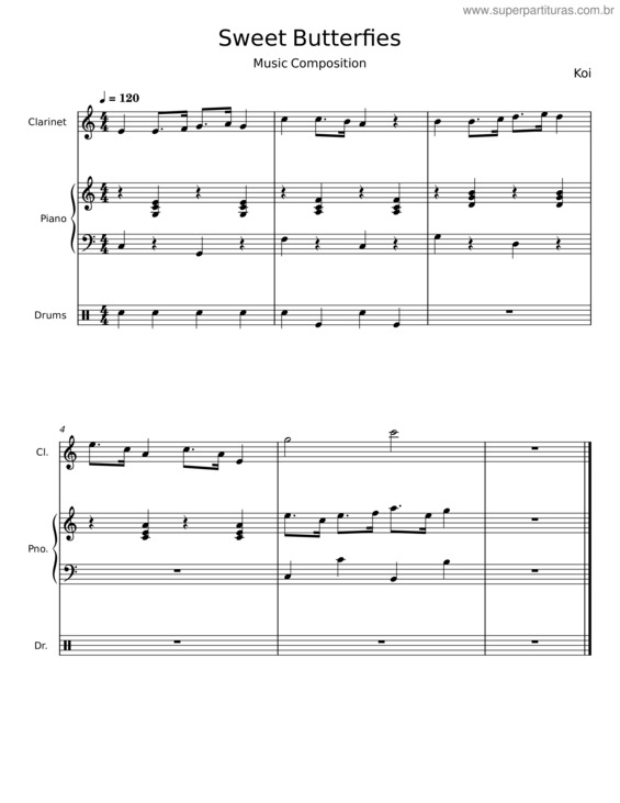 Partitura da música Sweet Butterflies