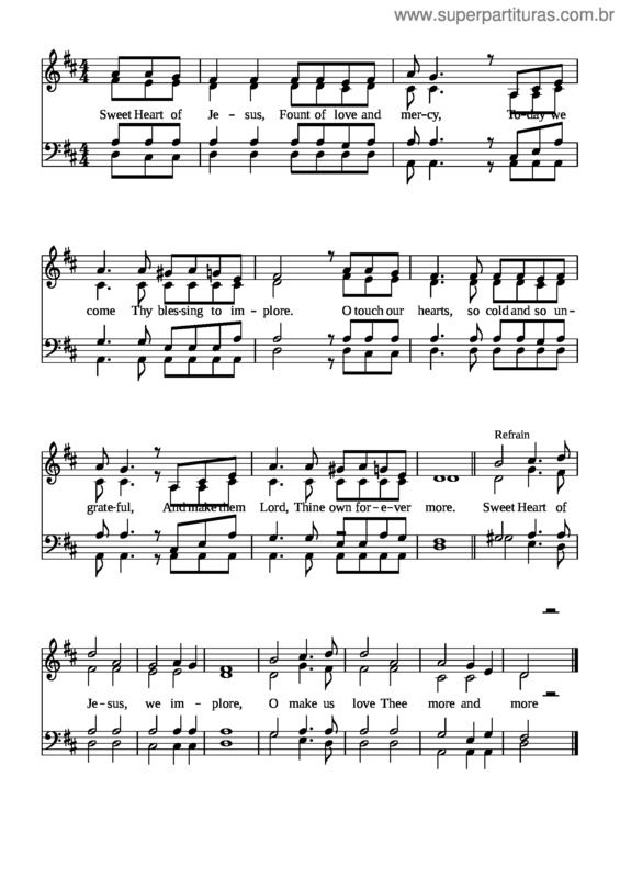 Partitura da música Sweet Heart Of Jesus D Major